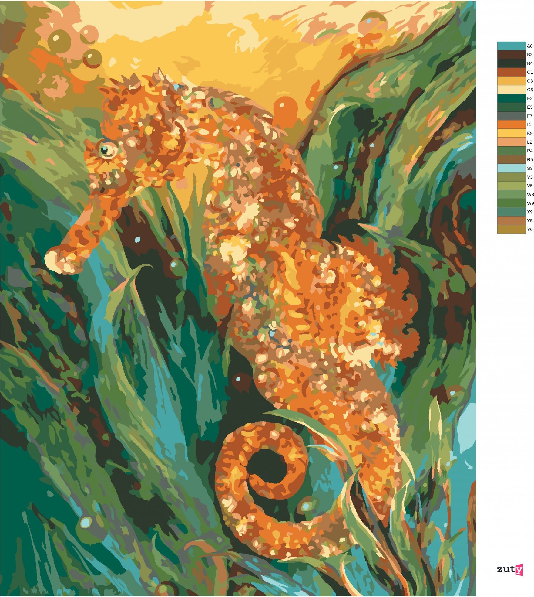 zuty Malování podle čísel – MOŘSKÝ KONÍK (CAROL CAVALARIS) - Rozměr: 40x50 cm, Rámování: Varianta: vypnuté plátno na rám - obrázek 3