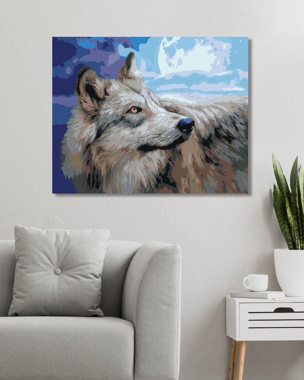 zuty Malování podle čísel – VLK A ÚPLNĚK (CAROL CAVALARIS) - Rozměr: 40x50 cm, Rámování: Varianta: bez rámu a bez vypnutí plátna - obrázek 8