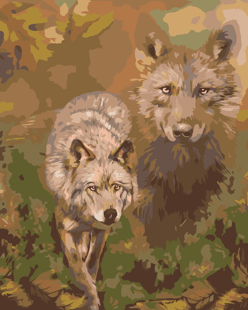 zuty Malování podle čísel – VLK A LISTÍ (CAROL CAVALARIS) - Rozměr: 40x50 cm, Rámování: Varianta: bez rámu a bez vypnutí plátna - obrázek 5