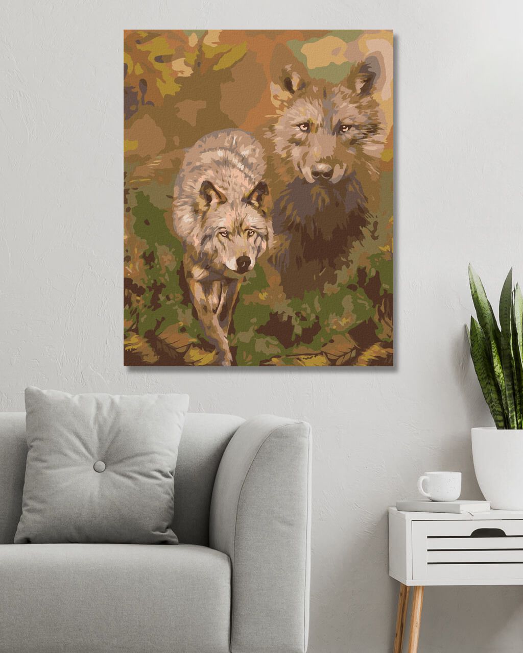 zuty Malování podle čísel – VLK A LISTÍ (CAROL CAVALARIS) - Rozměr: 40x50 cm, Rámování: Varianta: bez rámu a bez vypnutí plátna - obrázek 8