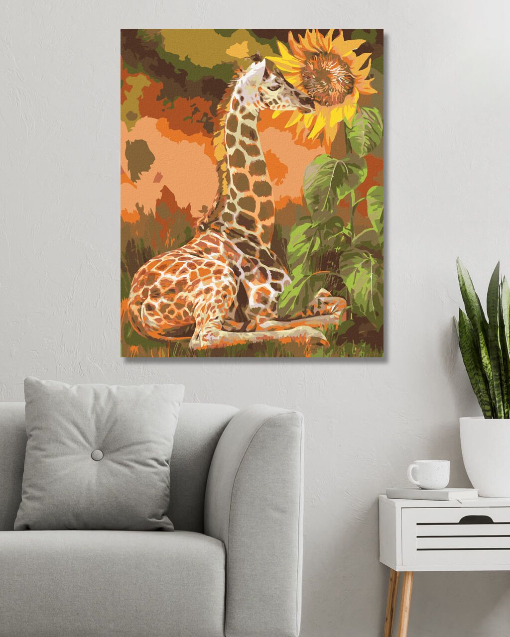 zuty Malování podle čísel - ŽIRAFA A SLUNEČNICE (CAROL CAVALARIS) - Rozměr: 40x50 cm, Rámování: Varianta: vypnuté plátno na rám - obrázek 7