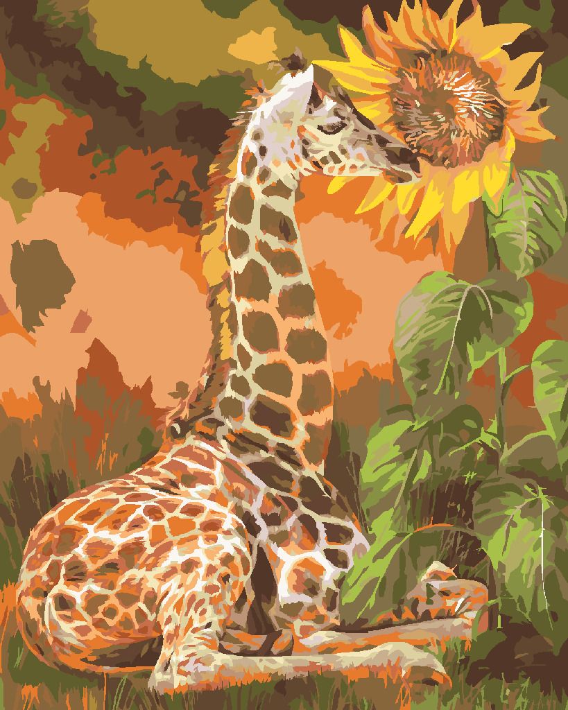 zuty Malování podle čísel - ŽIRAFA A SLUNEČNICE (CAROL CAVALARIS) - Rozměr: 40x50 cm, Rámování: Varianta: vypnuté plátno na rám - obrázek 10