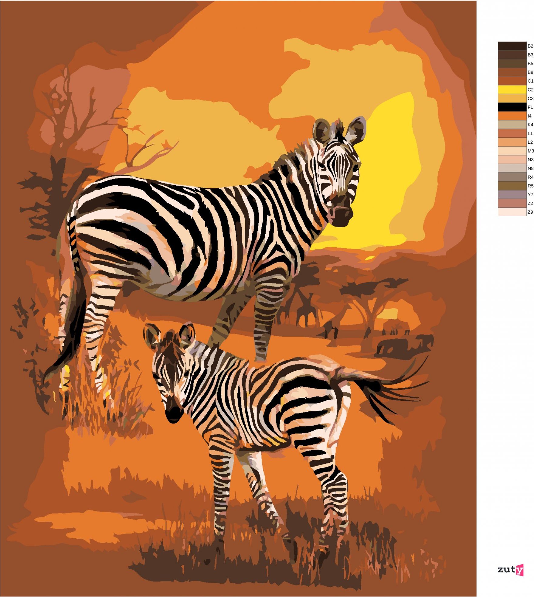 zuty Malování podle čísel - ZEBRA A MLÁDĚ (CAROL CAVALARIS) - Rozměr: 40x50 cm, Rámování: Varianta: bez rámu a bez vypnutí plátna - obrázek 8