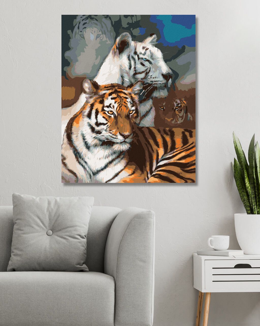 zuty Malování podle čísel - TYGR A BÍLÝ TYGR (CAROL CAVALARIS) - Rozměr: 40x50 cm, Rámování: Varianta: vypnuté plátno na rám - obrázek 2