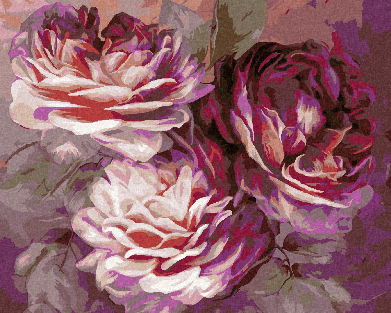 zuty Malování podle čísel - TŘI RŮŽE (CAROL CAVALARIS) - Rozměr: 40x50 cm, Rámování: Varianta: vypnuté plátno na rám - obrázek 1