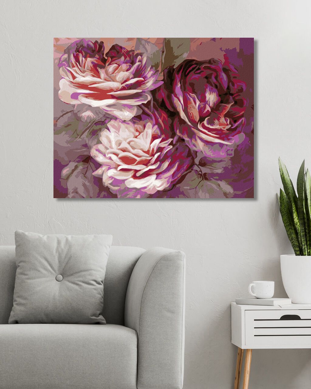 zuty Malování podle čísel - TŘI RŮŽE (CAROL CAVALARIS) - Rozměr: 40x50 cm, Rámování: Varianta: vypnuté plátno na rám - obrázek 4
