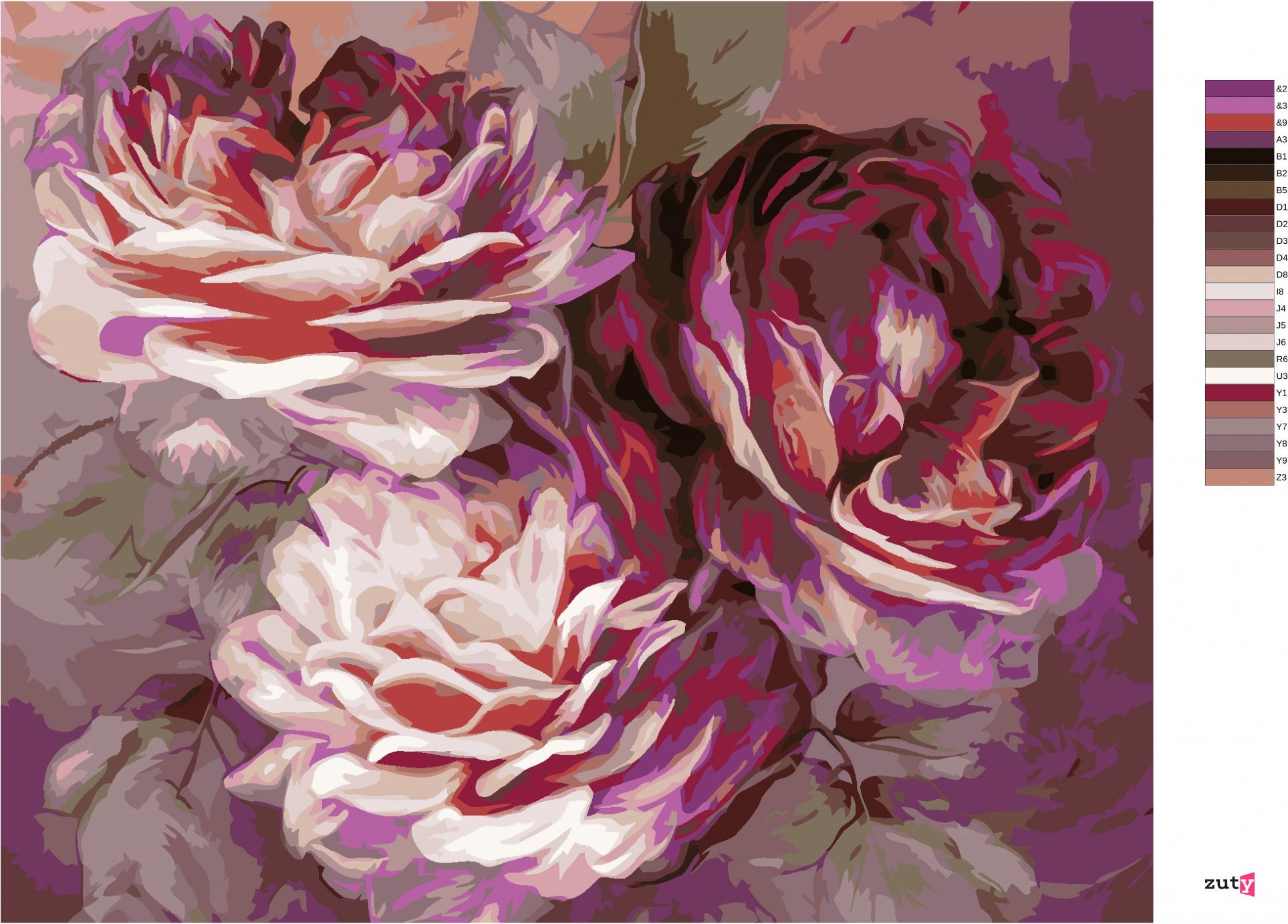 zuty Malování podle čísel - TŘI RŮŽE (CAROL CAVALARIS) - Rozměr: 40x50 cm, Rámování: Varianta: vypnuté plátno na rám - obrázek 8