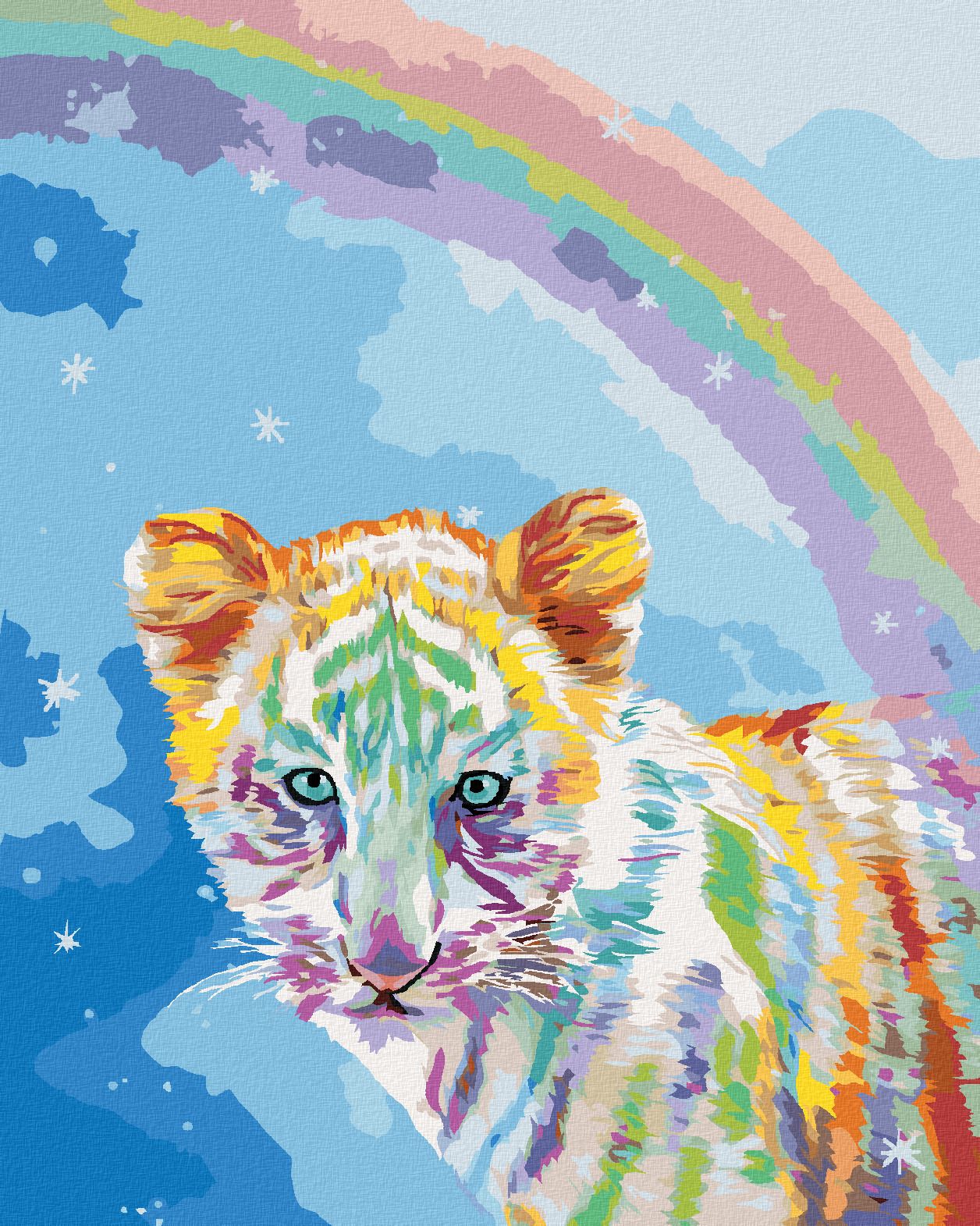 zuty Malování podle čísel - TYGR A DUHA (CAROL CAVALARIS) - Rozměr: 40x50 cm, Rámování: Varianta: bez rámu a bez vypnutí plátna - obrázek 1