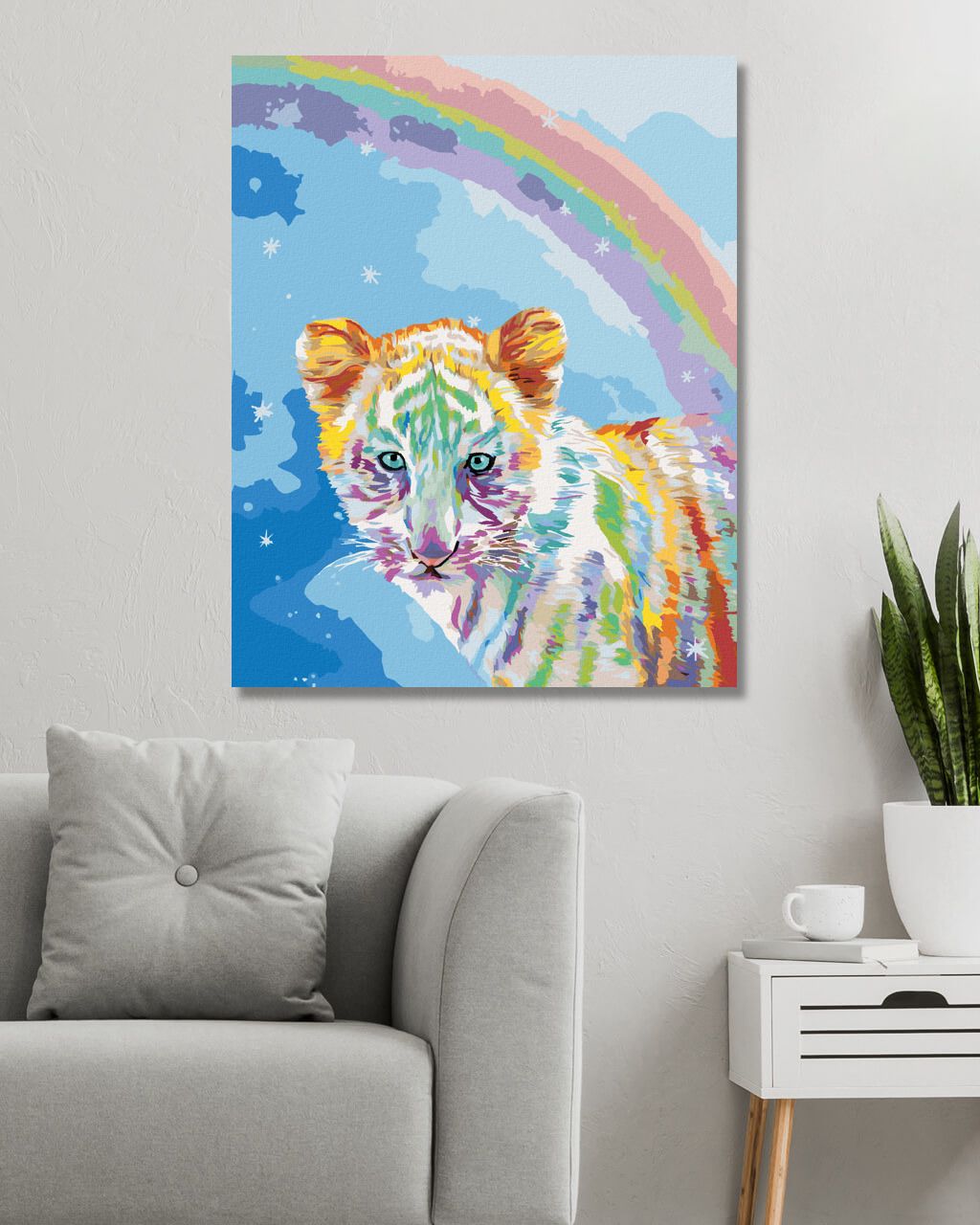 zuty Malování podle čísel - TYGR A DUHA (CAROL CAVALARIS) - Rozměr: 40x50 cm, Rámování: Varianta: vypnuté plátno na rám - obrázek 9
