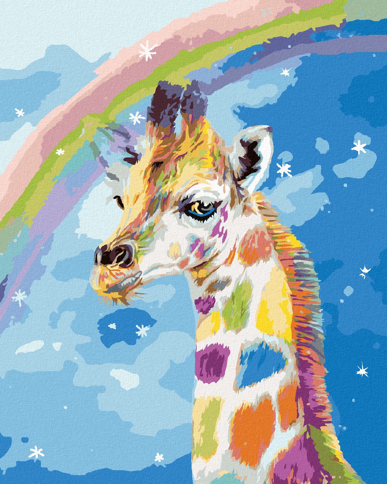 zuty Malování podle čísel - ŽIRAFA A DUHA (CAROL CAVALARIS) - Rozměr: 40x50 cm, Rámování: Varianta: vypnuté plátno na rám - obrázek 1
