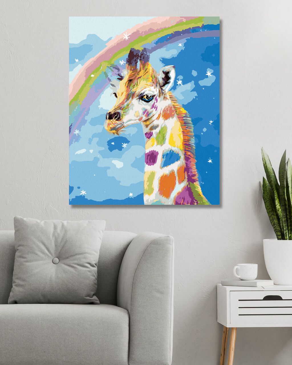 zuty Malování podle čísel - ŽIRAFA A DUHA (CAROL CAVALARIS) - Rozměr: 40x50 cm, Rámování: Varianta: vypnuté plátno na rám - obrázek 8
