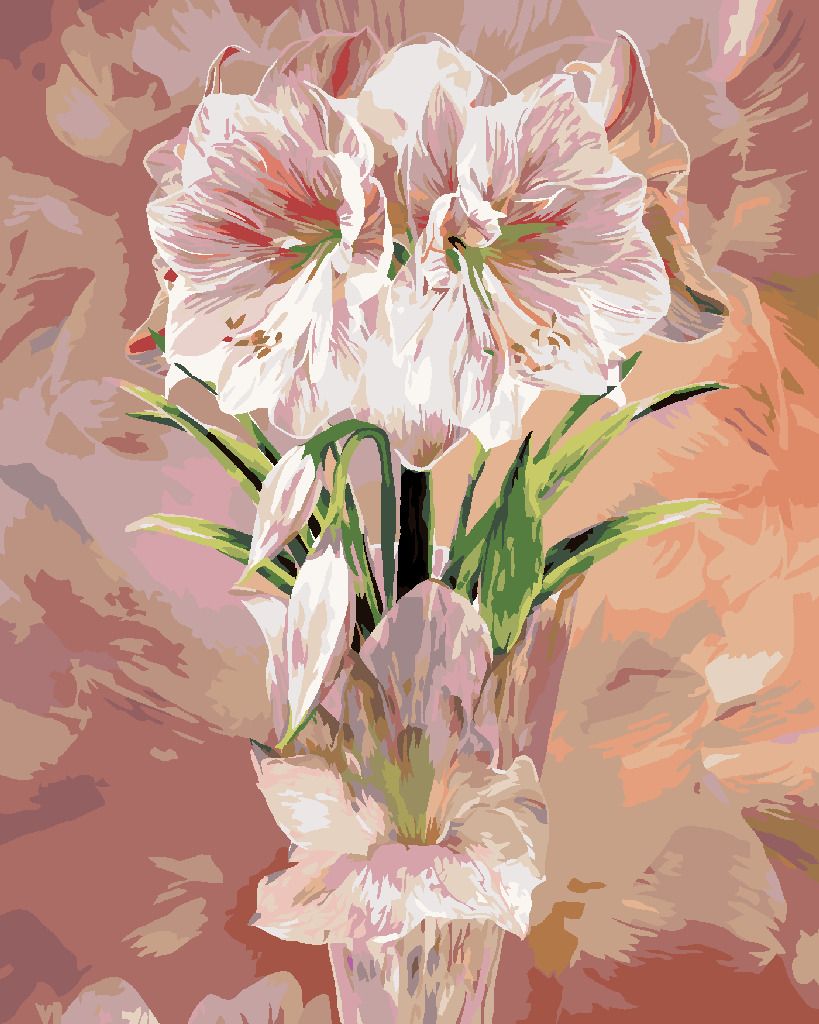 zuty Malování podle čísel - AMARYLIS VE VÁZE (CAROL CAVALARIS) - Rozměr: 40x50 cm, Rámování: Varianta: bez rámu a bez vypnutí plátna - obrázek 4