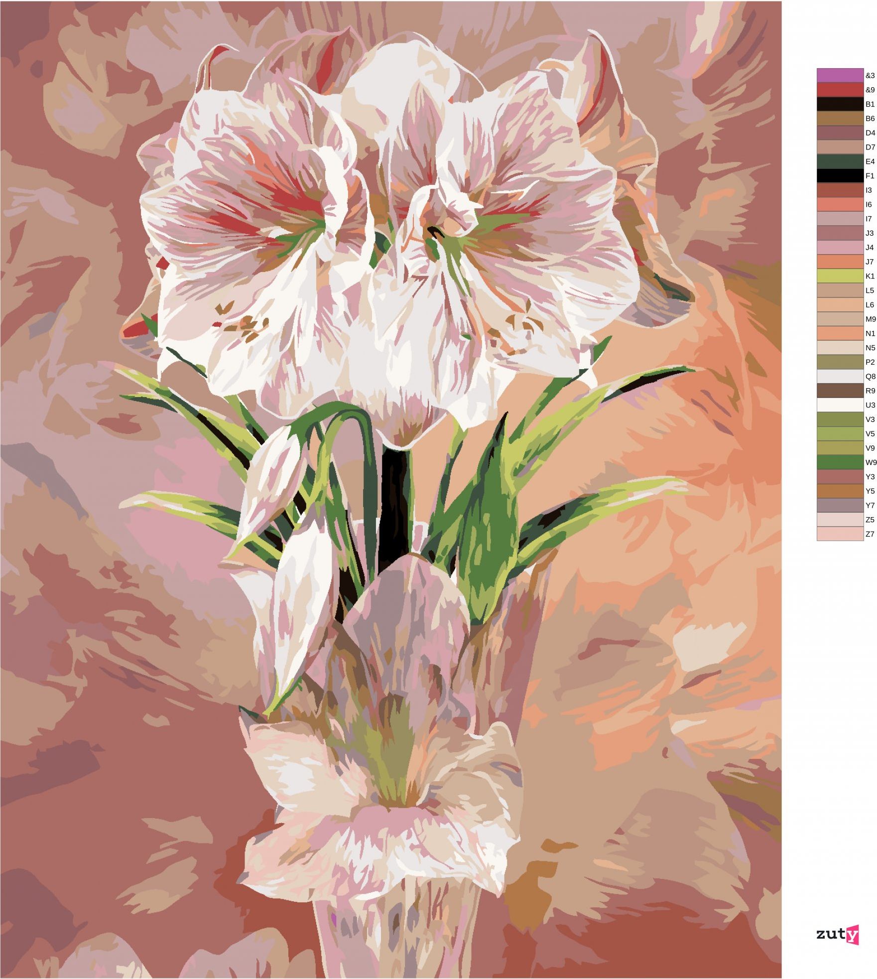 zuty Malování podle čísel - AMARYLIS VE VÁZE (CAROL CAVALARIS) - Rozměr: 40x50 cm, Rámování: Varianta: bez rámu a bez vypnutí plátna - obrázek 5