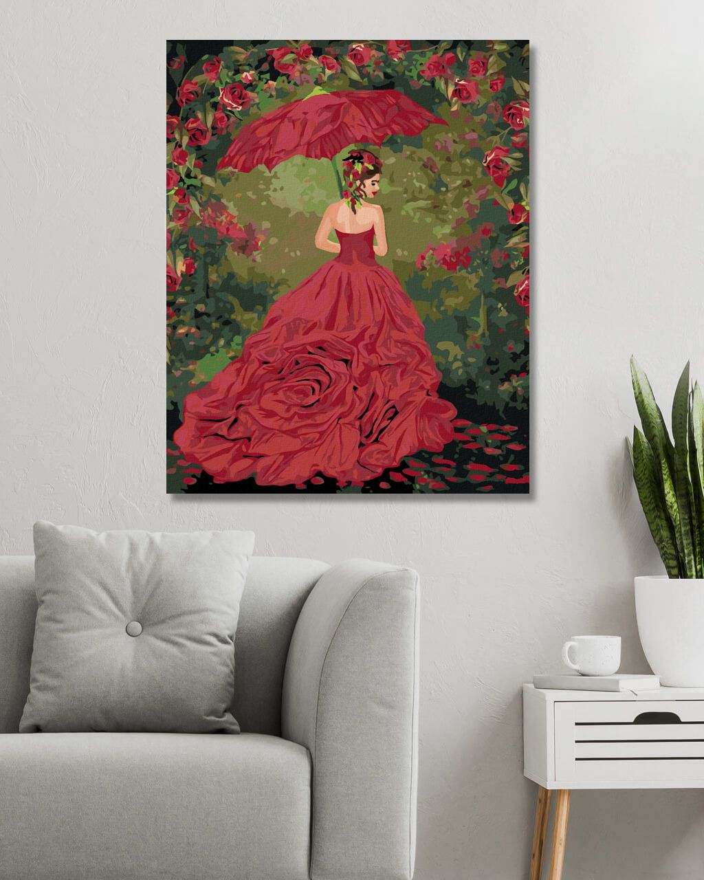 zuty Malování podle čísel - ŽENA V ŠATECH Z RŮŽÍ (CAROL CAVALARIS) - Rozměr: 40x50 cm, Rámování: Varianta: vypnuté plátno na rám - obrázek 2
