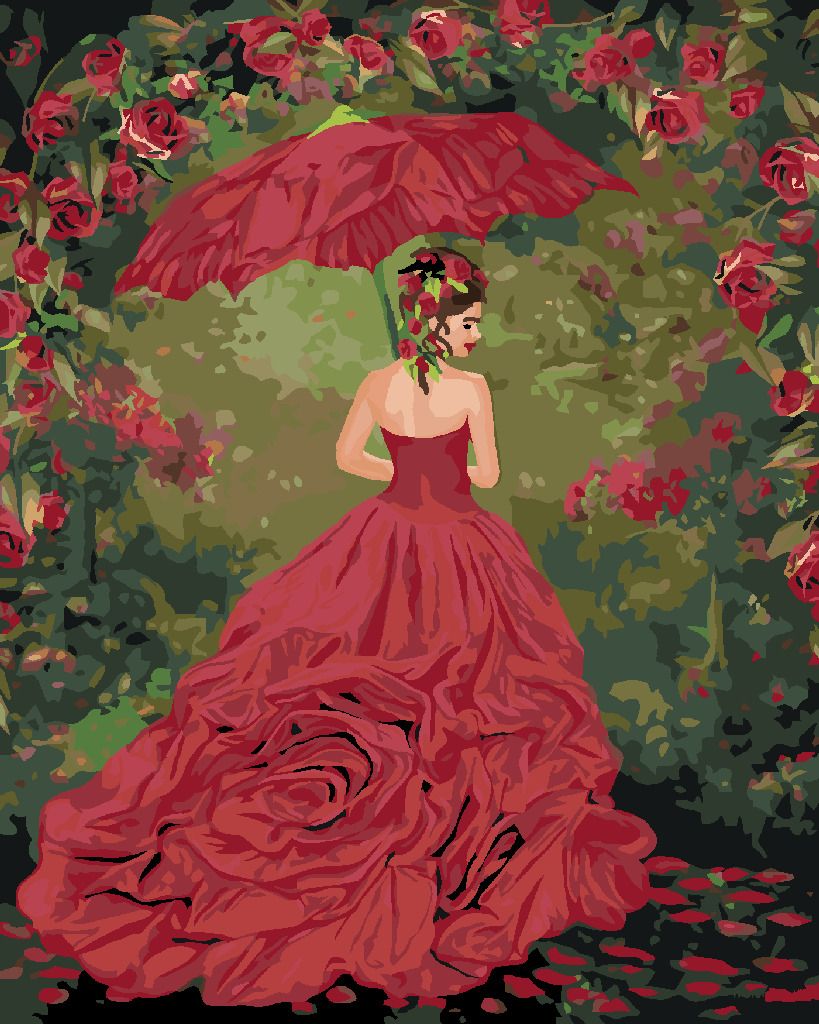 zuty Malování podle čísel - ŽENA V ŠATECH Z RŮŽÍ (CAROL CAVALARIS) - Rozměr: 40x50 cm, Rámování: Varianta: vypnuté plátno na rám - obrázek 7