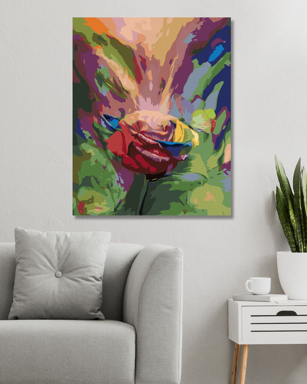 zuty Malování podle čísel - DUHOVÁ RŮŽE A MOTÝL (CAROL CAVALARIS) - Rozměr: 40x50 cm, Rámování: Varianta: vypnuté plátno na rám - obrázek 3