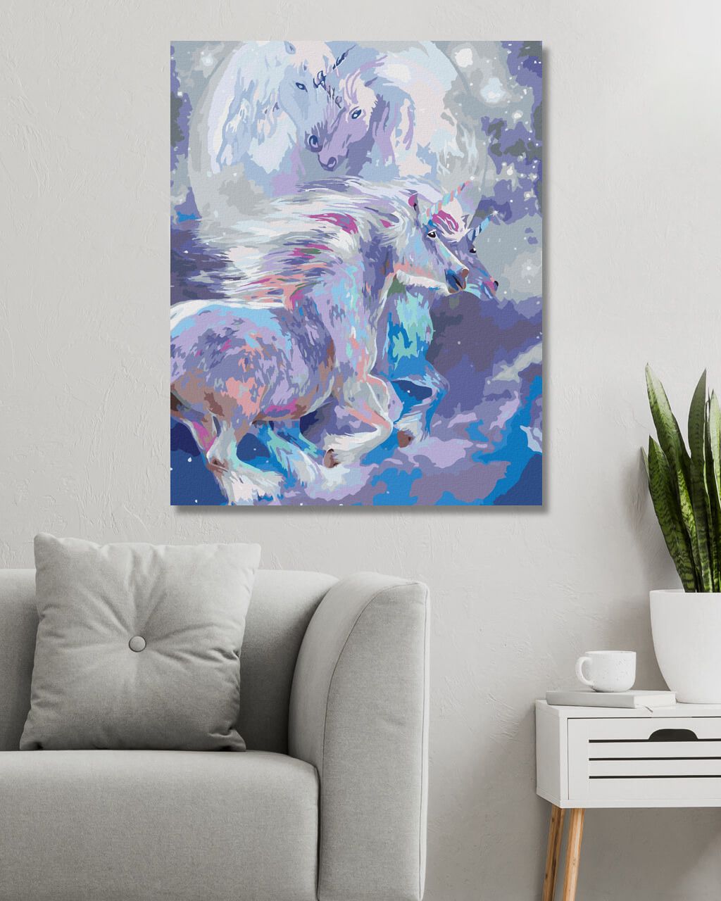 zuty Malování podle čísel - JEDNOROŽCI SPŘÍZNĚNÉ DUŠE (CAROL CAVALARIS) - Rozměr: 40x50 cm, Rámování: Varianta: vypnuté plátno na rám - obrázek 6