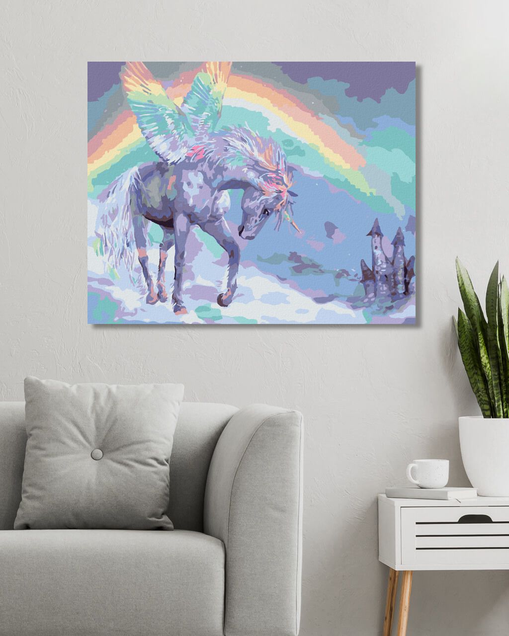 zuty Malování podle čísel - JEDNOROŽEC S KŘÍDLY A DUHA (CAROL CAVALARIS) - Rozměr: 40x50 cm, Rámování: Varianta: bez rámu a bez vypnutí plátna - obrázek 6
