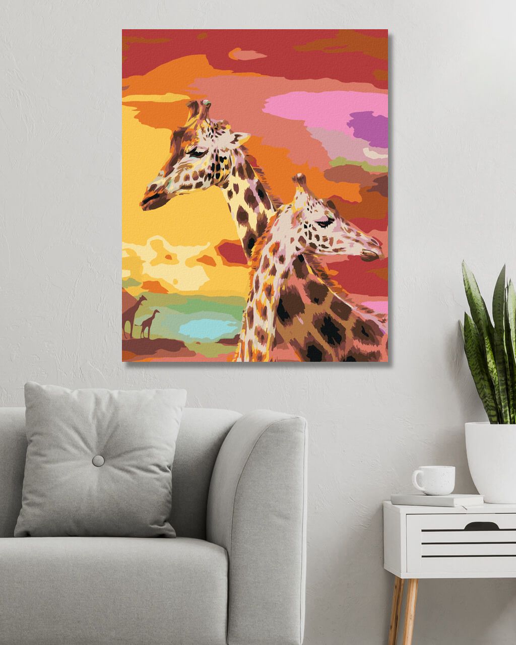 zuty Malování podle čísel - ŽIRAFA A SLUNCE (CAROL CAVALARIS) - Rozměr: 40x50 cm, Rámování: Varianta: vypnuté plátno na rám - obrázek 9