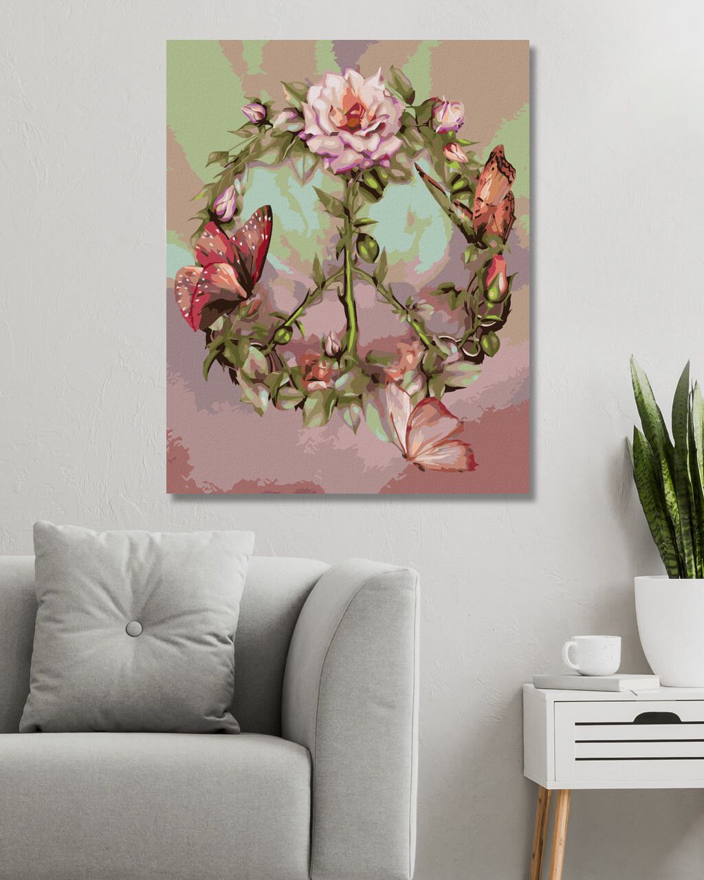 zuty Malování podle čísel - ZNAMENÍ MÍRU Z RŮŽÍ A MOTÝLI (CAROL CAVALARIS) - Rozměr: 40x50 cm, Rámování: Varianta: bez rámu a bez vypnutí plátna - obrázek 5