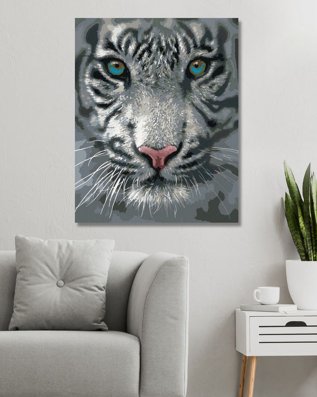 zuty Malování podle čísel – BÍLÝ TYGR (COLLIN BOGLE) - Rozměr: 40x50 cm, Rámování: Varianta: vypnuté plátno na rám - obrázek 3