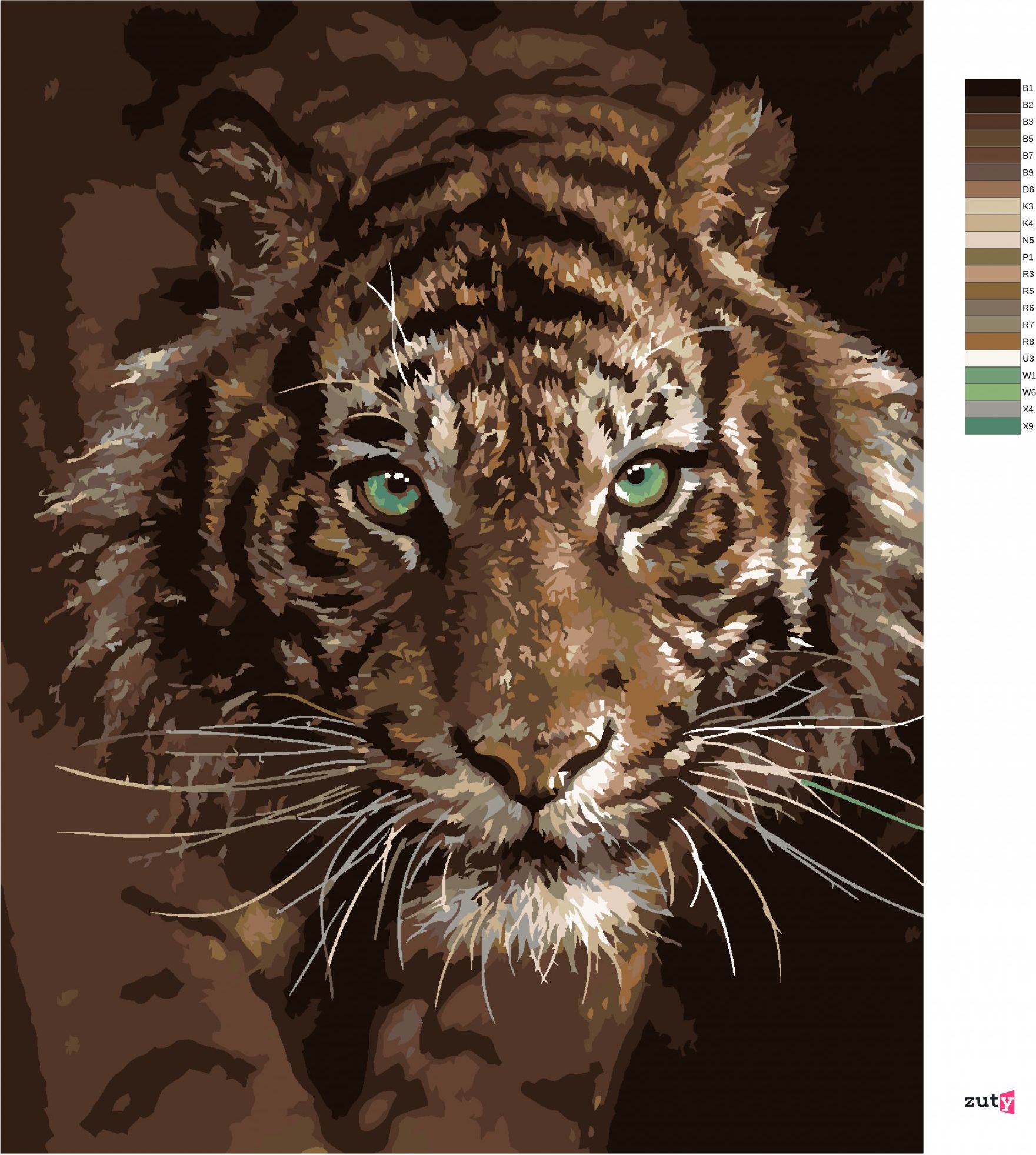 zuty Malování podle čísel – TYGŘÍ POHLED (COLLIN BOGLE) - Rozměr: 40x50 cm, Rámování: Varianta: bez rámu a bez vypnutí plátna - obrázek 7