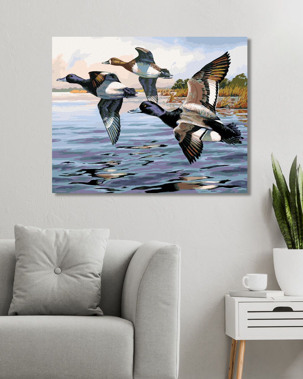 zuty Malování podle čísel - KACHNY V LETU (DARRELL BUSH) - Rozměr: 40x50 cm, Rámování: Varianta: bez rámu a bez vypnutí plátna - obrázek 5