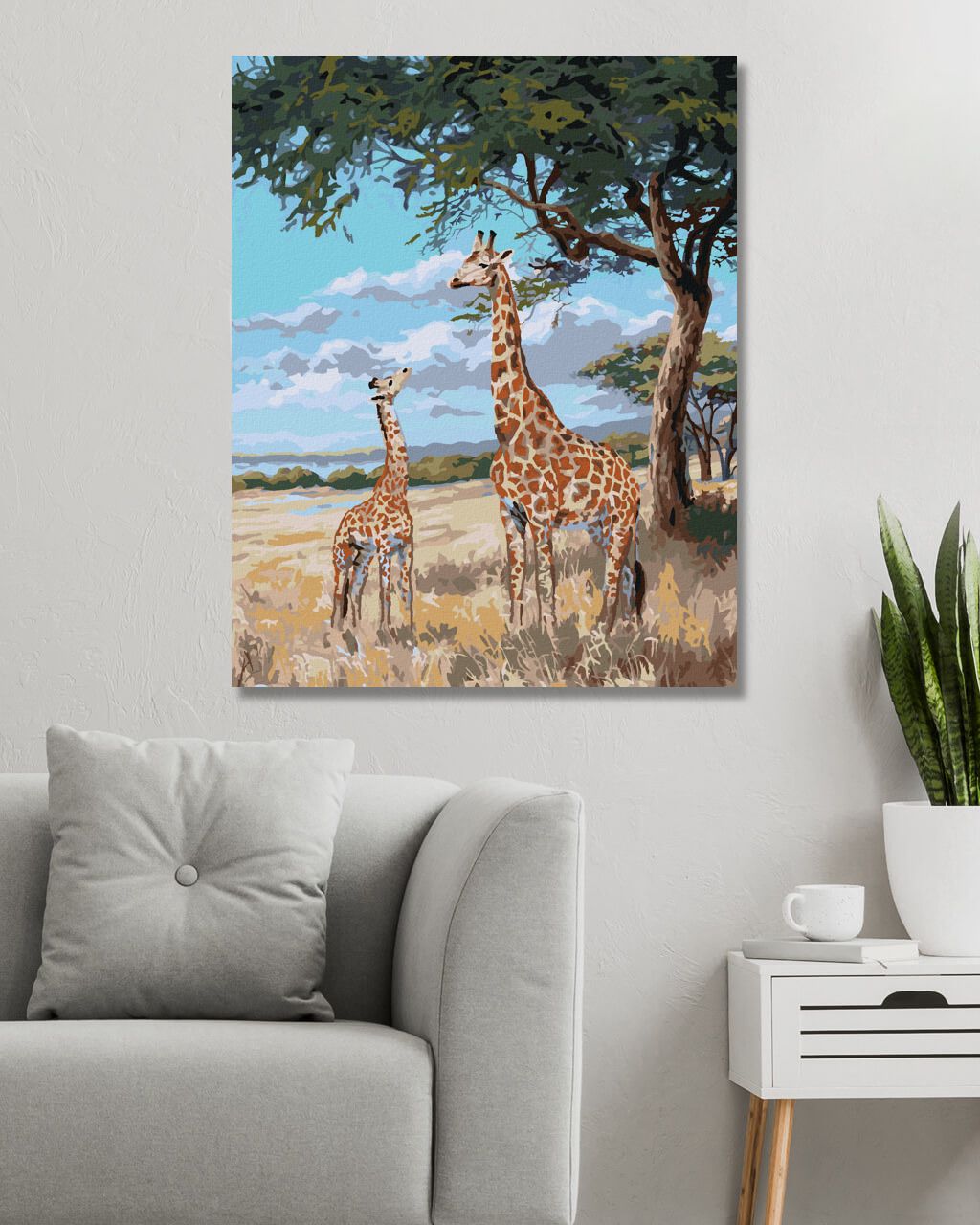 zuty Malování podle čísel - ŽIRAFA V BUŠI (DARRELL BUSH) - Rozměr: 40x50 cm, Rámování: Varianta: vypnuté plátno na rám - obrázek 4