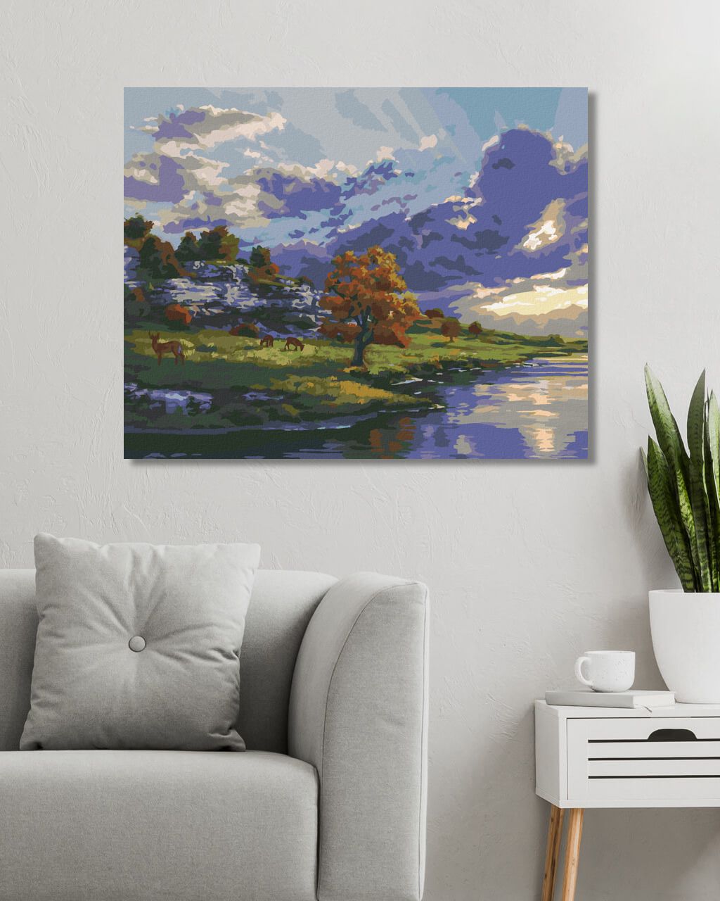 zuty Malování podle čísel - ŘEKA A VÝCHOD SLUNCE (DARRELL BUSH) - Rozměr: 40x50 cm, Rámování: Varianta: bez rámu a bez vypnutí plátna - obrázek 4