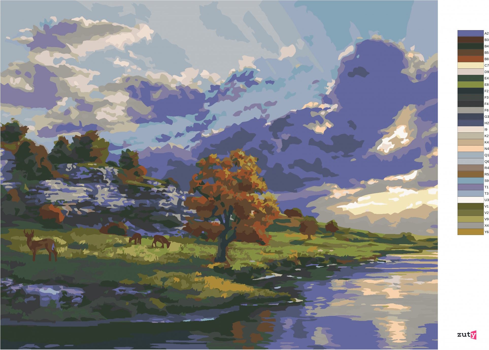 zuty Malování podle čísel - ŘEKA A VÝCHOD SLUNCE (DARRELL BUSH) - Rozměr: 40x50 cm, Rámování: Varianta: vypnuté plátno na rám - obrázek 7