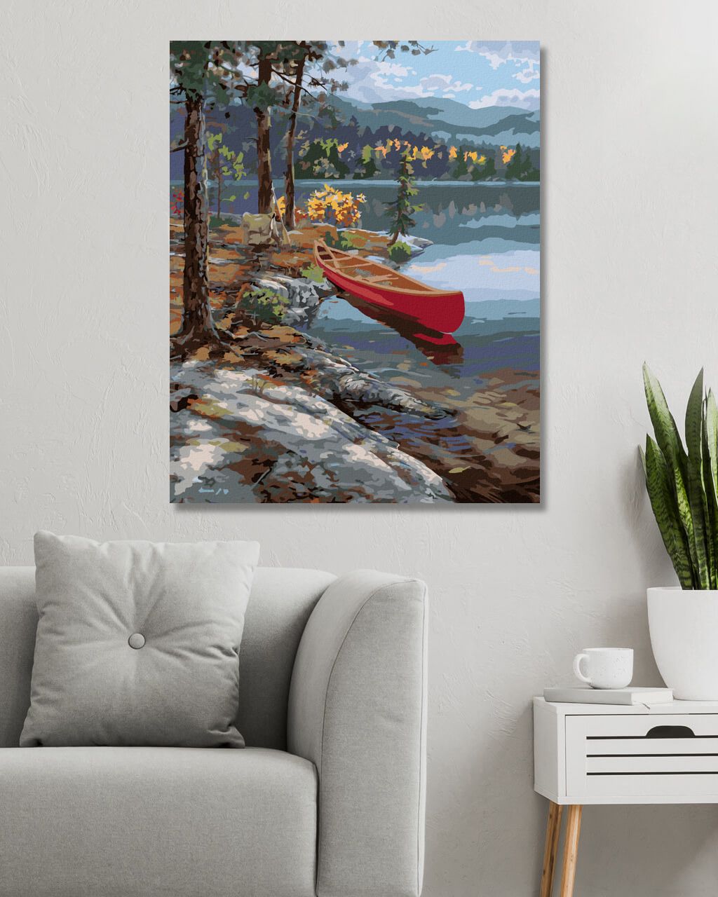 zuty Malování podle čísel - KANOE U JEZERA (DARRELL BUSH) - Rozměr: 40x50 cm, Rámování: Varianta: vypnuté plátno na rám - obrázek 8