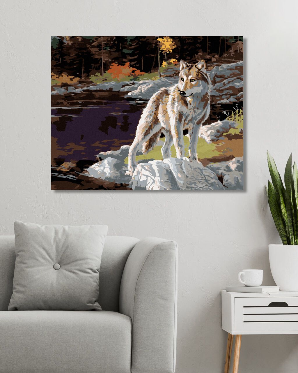 zuty Malování podle čísel - VLK U JEZERA (DARRELL BUSH) - Rozměr: 40x50 cm, Rámování: Varianta: vypnuté plátno na rám - obrázek 10