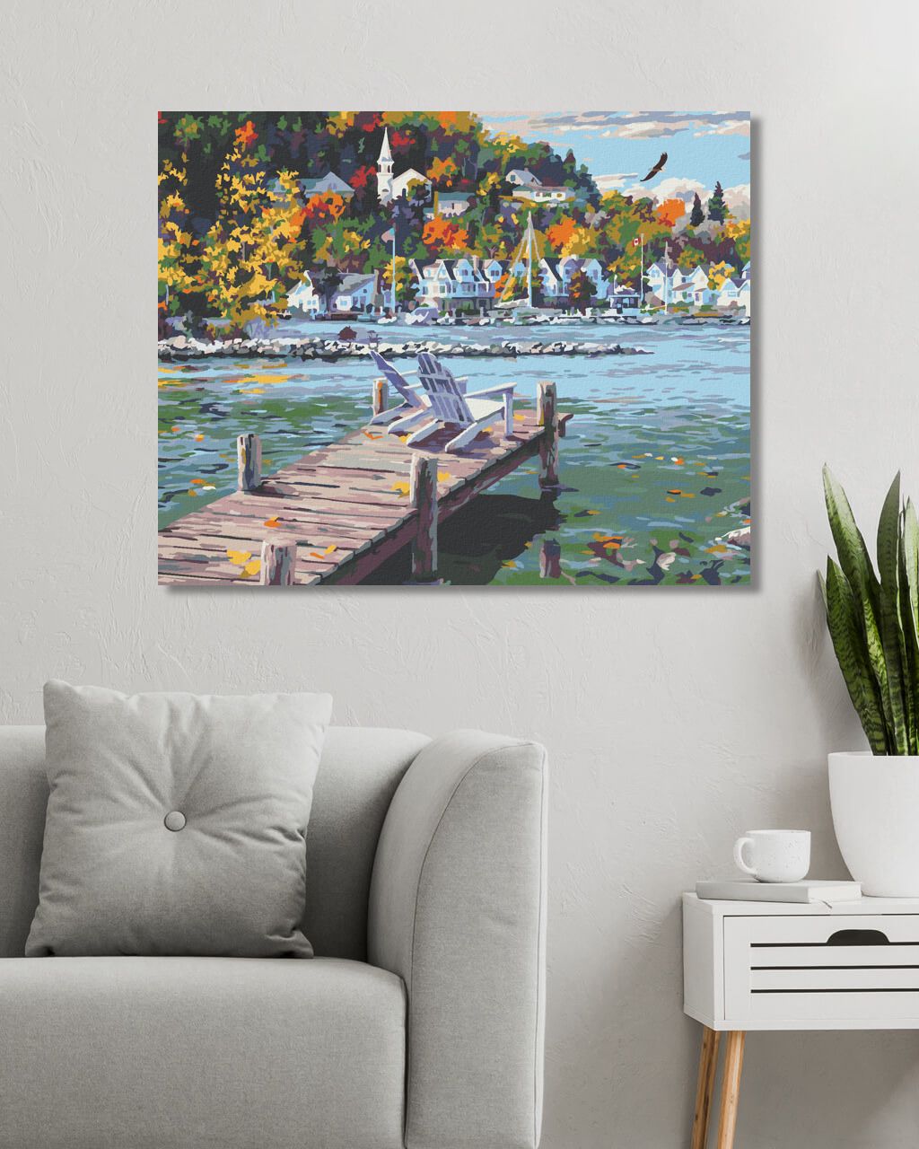zuty Malování podle čísel - MĚSTO U JEZERA (DARRELL BUSH) - Rozměr: 40x50 cm, Rámování: Varianta: bez rámu a bez vypnutí plátna - obrázek 8