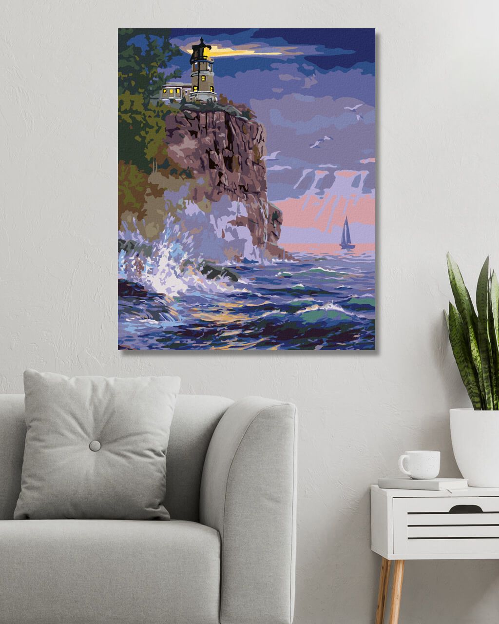 zuty Malování podle čísel - MAJÁK NA ÚTESU (DARRELL BUSH) - Rozměr: 40x50 cm, Rámování: Varianta: vypnuté plátno na rám - obrázek 9