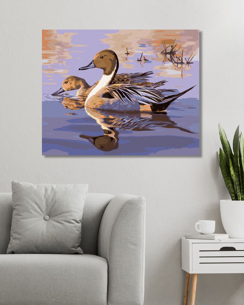 zuty Malování podle čísel - KACHNA NA JEZEŘE (DARRELL BUSH) - Rozměr: 40x50 cm, Rámování: Varianta: vypnuté plátno na rám - obrázek 6