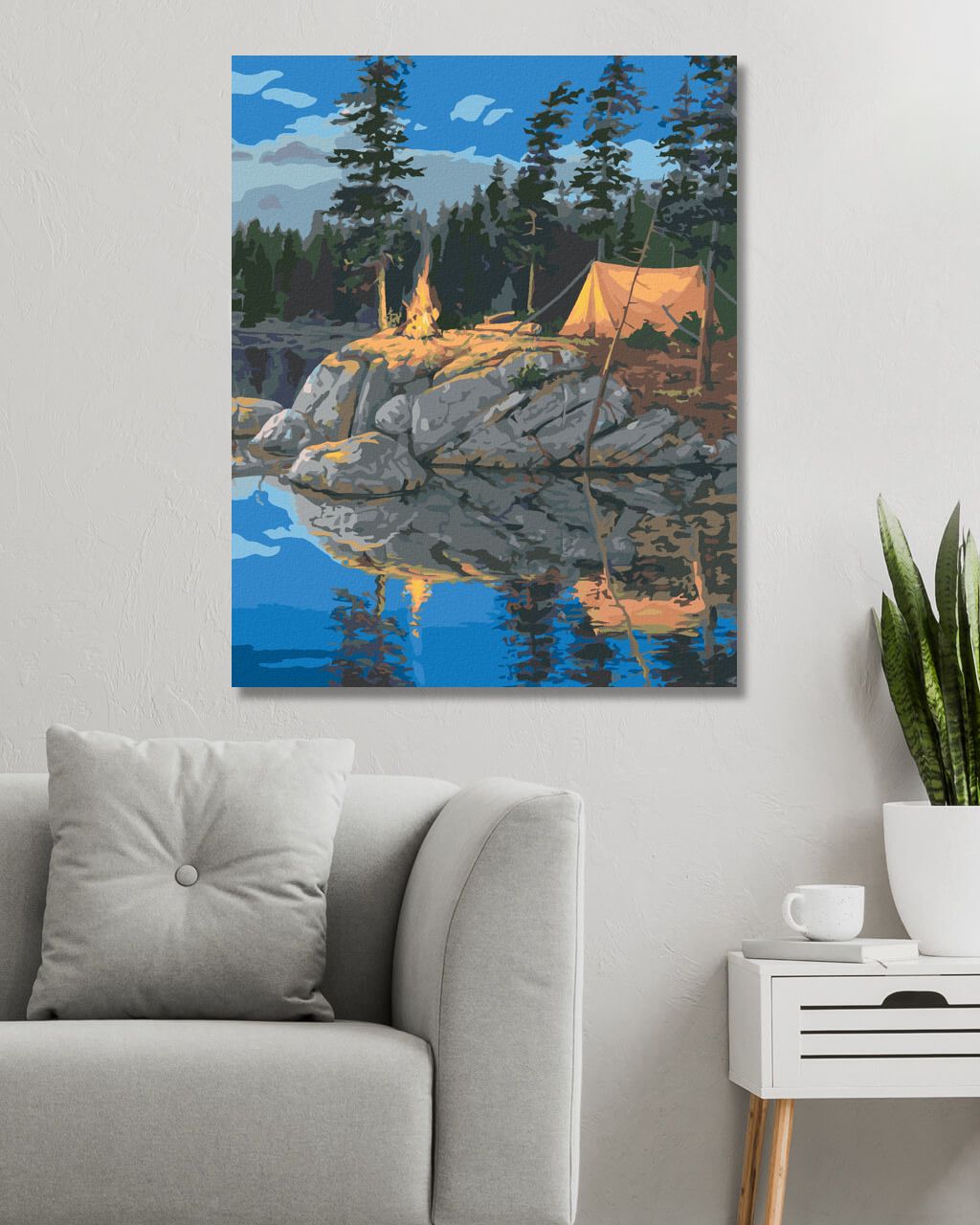 zuty Malování podle čísel - STAN A TÁBORÁK U JEZERA (DARRELL BUSH) - Rozměr: 40x50 cm, Rámování: Varianta: bez rámu a bez vypnutí plátna - obrázek 7