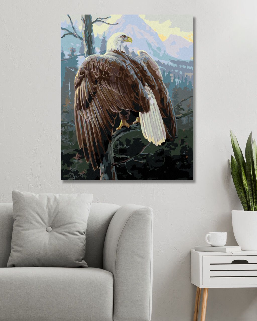 zuty Malování podle čísel - OREL BĚLOHLAVÝ NA STROMĚ (DARRELL BUSH) - Rozměr: 40x50 cm, Rámování: Varianta: vypnuté plátno na rám - obrázek 6