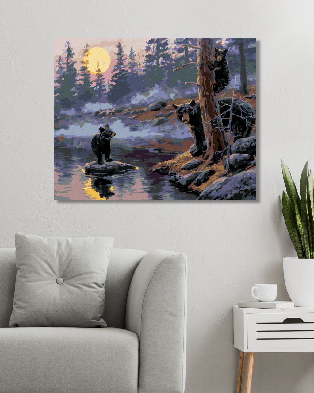 zuty Malování podle čísel - MEDVĚD S MLÁDATY U VODY (DARRELL BUSH) - Rozměr: 40x50 cm, Rámování: Varianta: bez rámu a bez vypnutí plátna - obrázek 3