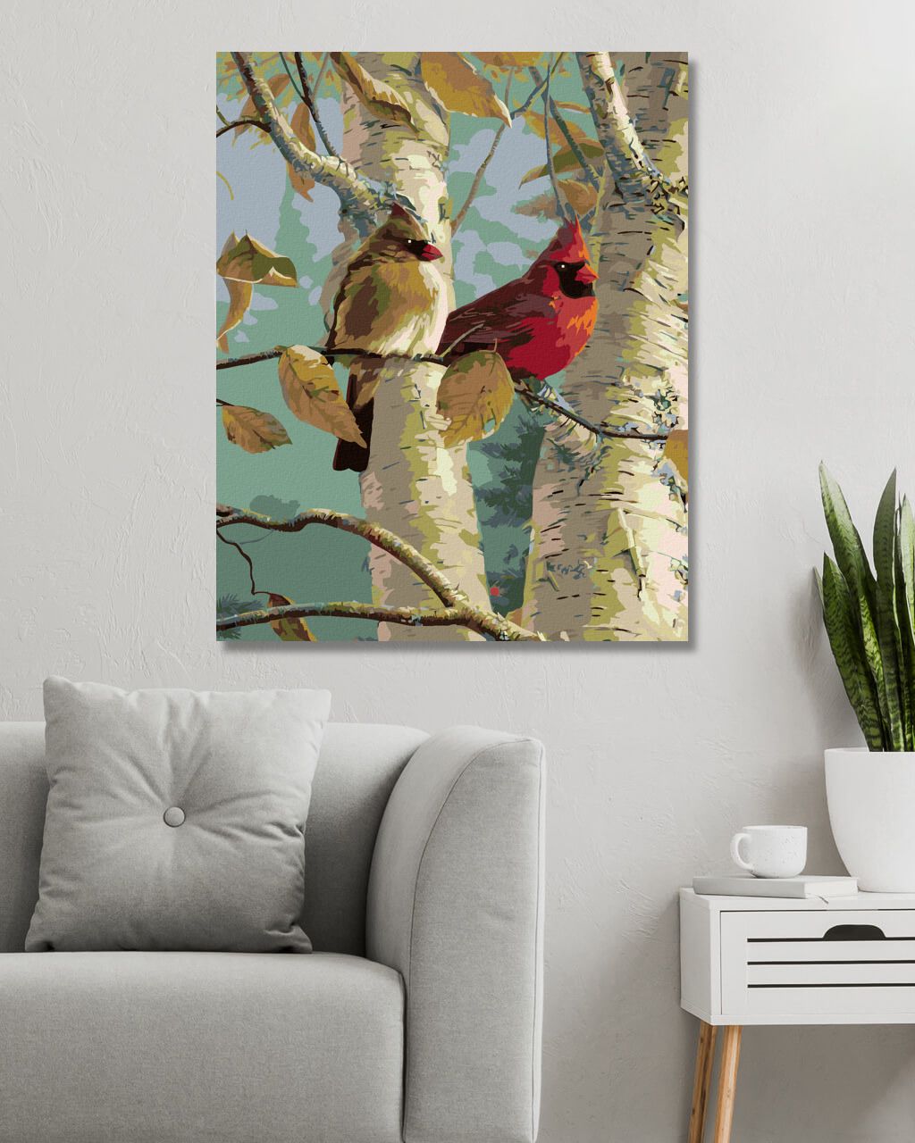zuty Malování podle čísel – PTÁK KARDINÁL A BŘÍZA (JAMES HAUTMAN) - Rozměr: 40x50 cm, Rámování: Varianta: vypnuté plátno na rám - obrázek 8
