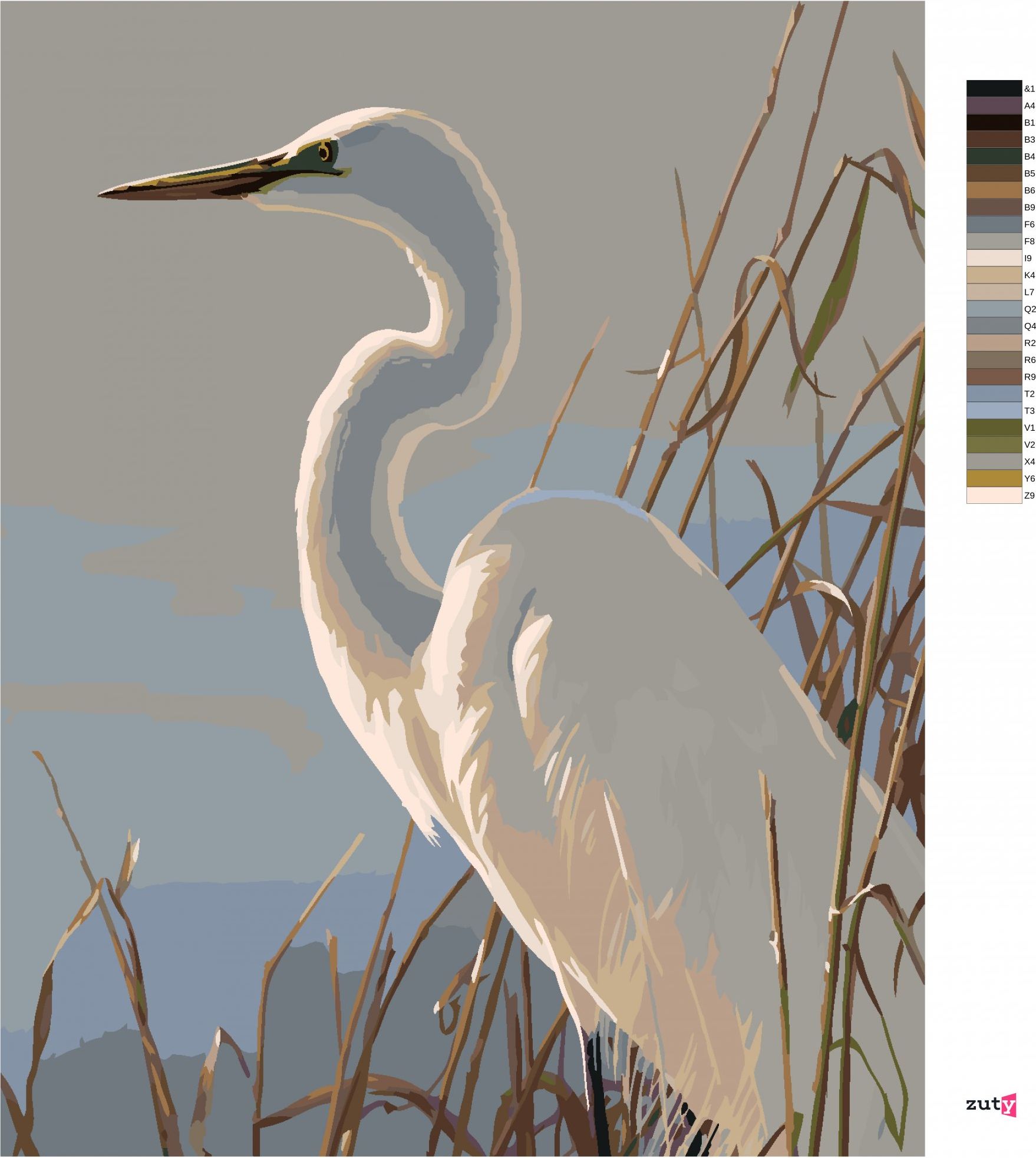 zuty Malování podle čísel – VOLAVKA V RÁKOSÍ (JAMES HAUTMAN) - Rozměr: 40x50 cm, Rámování: Varianta: vypnuté plátno na rám - obrázek 2