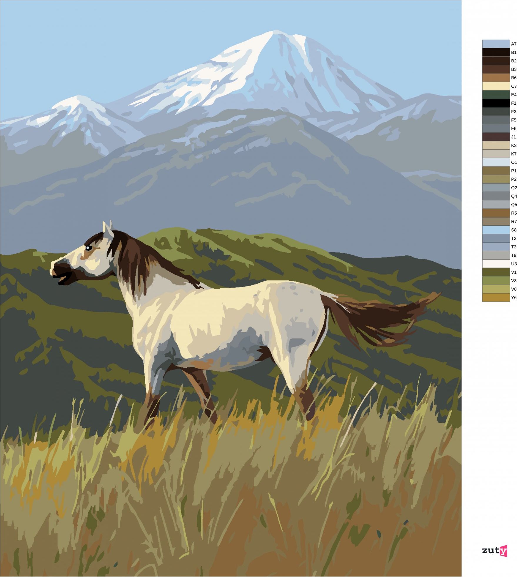 zuty Malování podle čísel – DÍVOKÝ KŮŇ MUSTANG A HORY (JAMES HAUTMAN) - Rozměr: 40x50 cm, Rámování: Varianta: vypnuté plátno na rám - obrázek 7