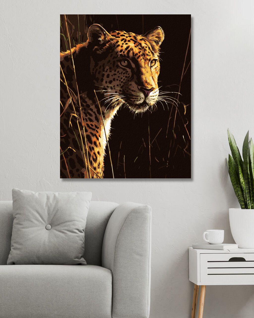 zuty Malování podle čísel – LEOPARD V TRÁVĚ (JAMES HAUTMAN) - Rozměr: 40x50 cm, Rámování: Varianta: bez rámu a bez vypnutí plátna - obrázek 4