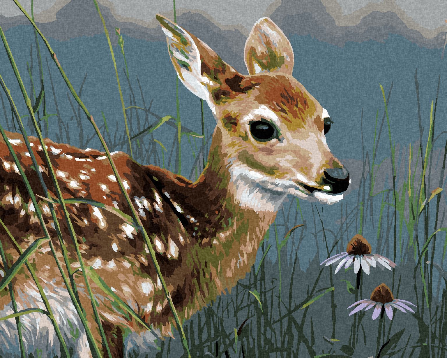 zuty Malování podle čísel – KOLOUCH A KVĚTINY (JAMES HAUTMAN) - Rozměr: 40x50 cm, Rámování: Varianta: vypnuté plátno na rám - obrázek 1
