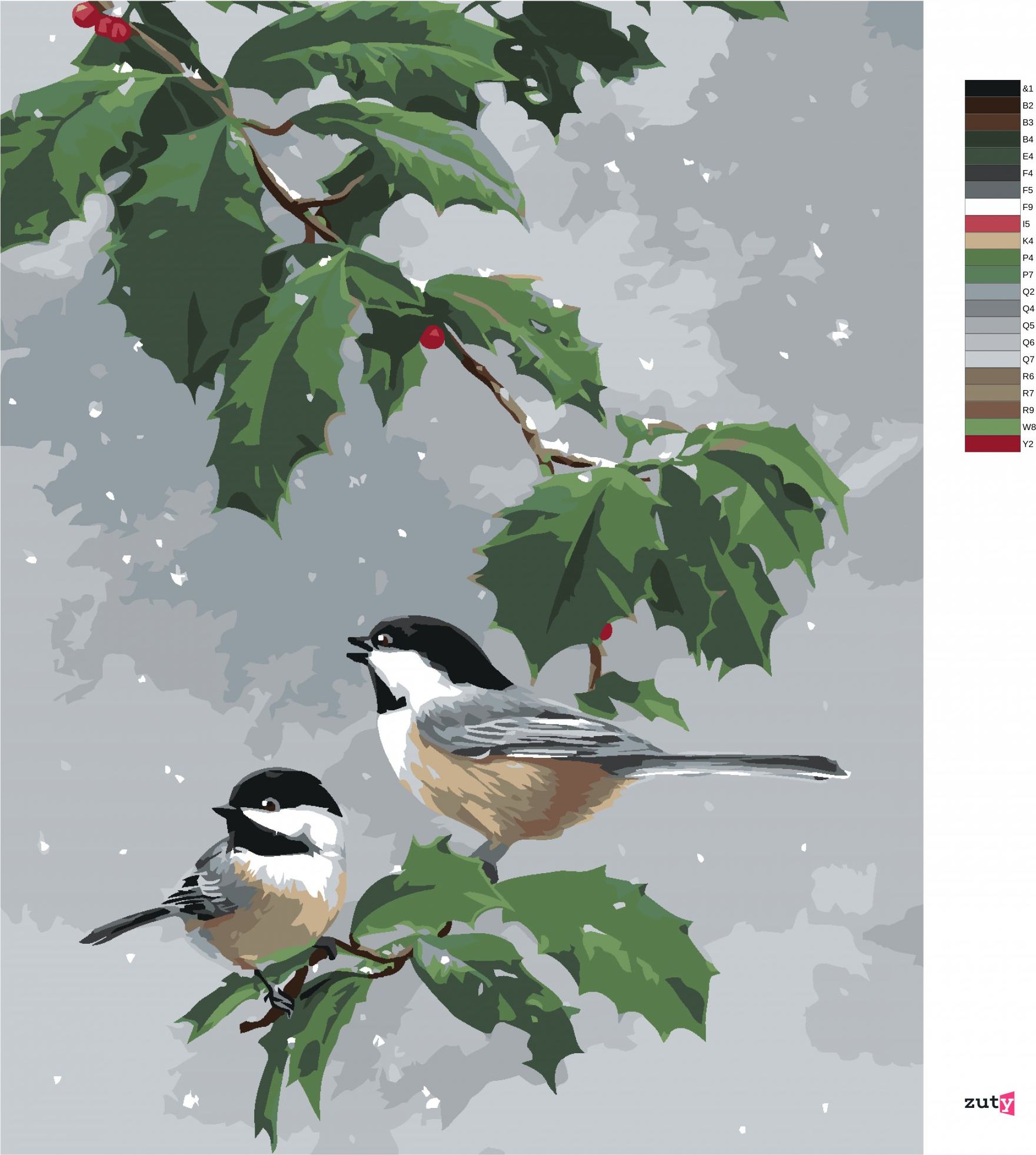 zuty Malování podle čísel – SÝKORA NA VĚTVI CESMÍNY (JAMES HAUTMAN) - Rozměr: 40x50 cm, Rámování: Varianta: bez rámu a bez vypnutí plátna - obrázek 6