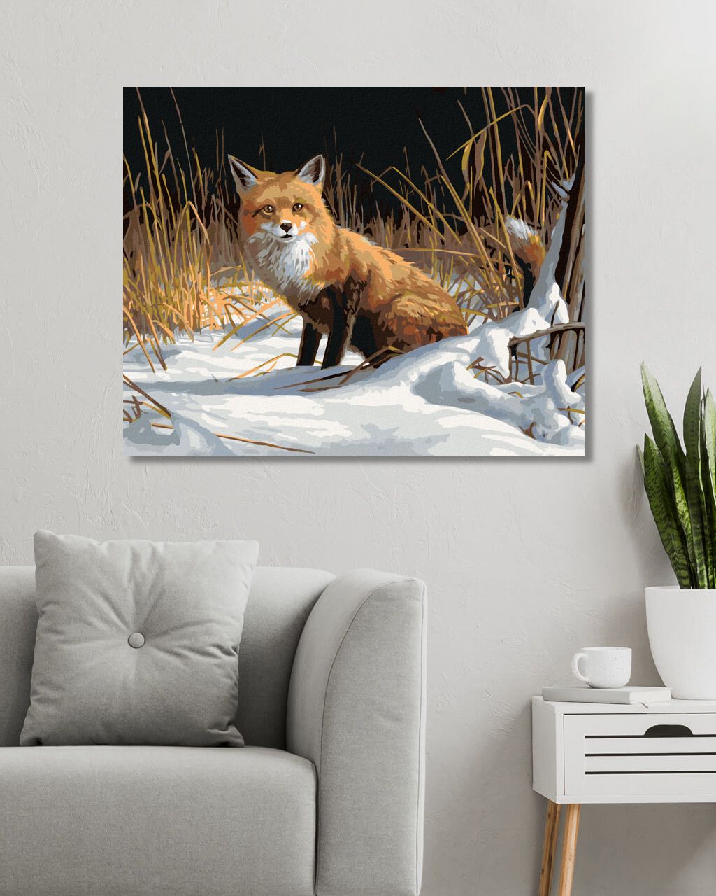 zuty Malování podle čísel – LIŠKA VE SNĚHU (JAMES HAUTMAN) - Rozměr: 40x50 cm, Rámování: Varianta: vypnuté plátno na rám - obrázek 4