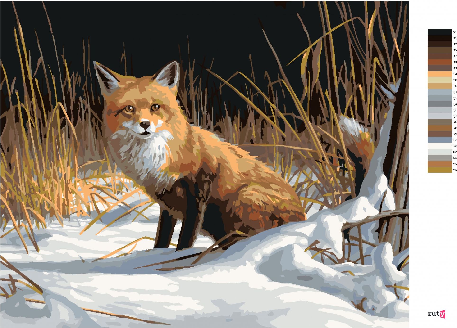 zuty Malování podle čísel – LIŠKA VE SNĚHU (JAMES HAUTMAN) - Rozměr: 40x50 cm, Rámování: Varianta: vypnuté plátno na rám - obrázek 9