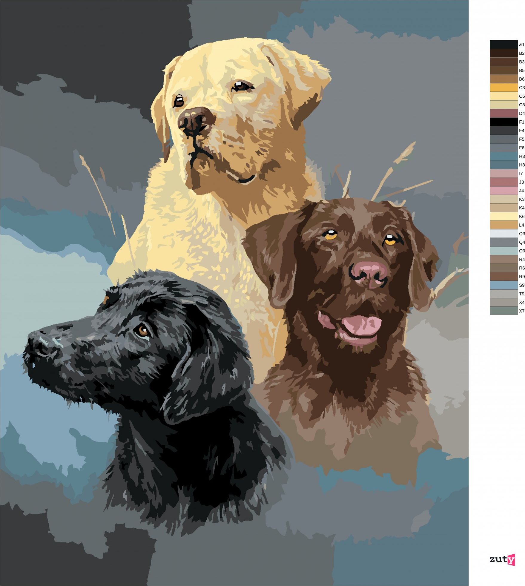 zuty Malování podle čísel - ZLATÝ, HNĚDÝ A ČERNÝ LABRADOR (JAMES HAUTMAN) - Rozměr: 40x50 cm, Rámování: Varianta: bez rámu a bez vypnutí plátna - obrázek 9