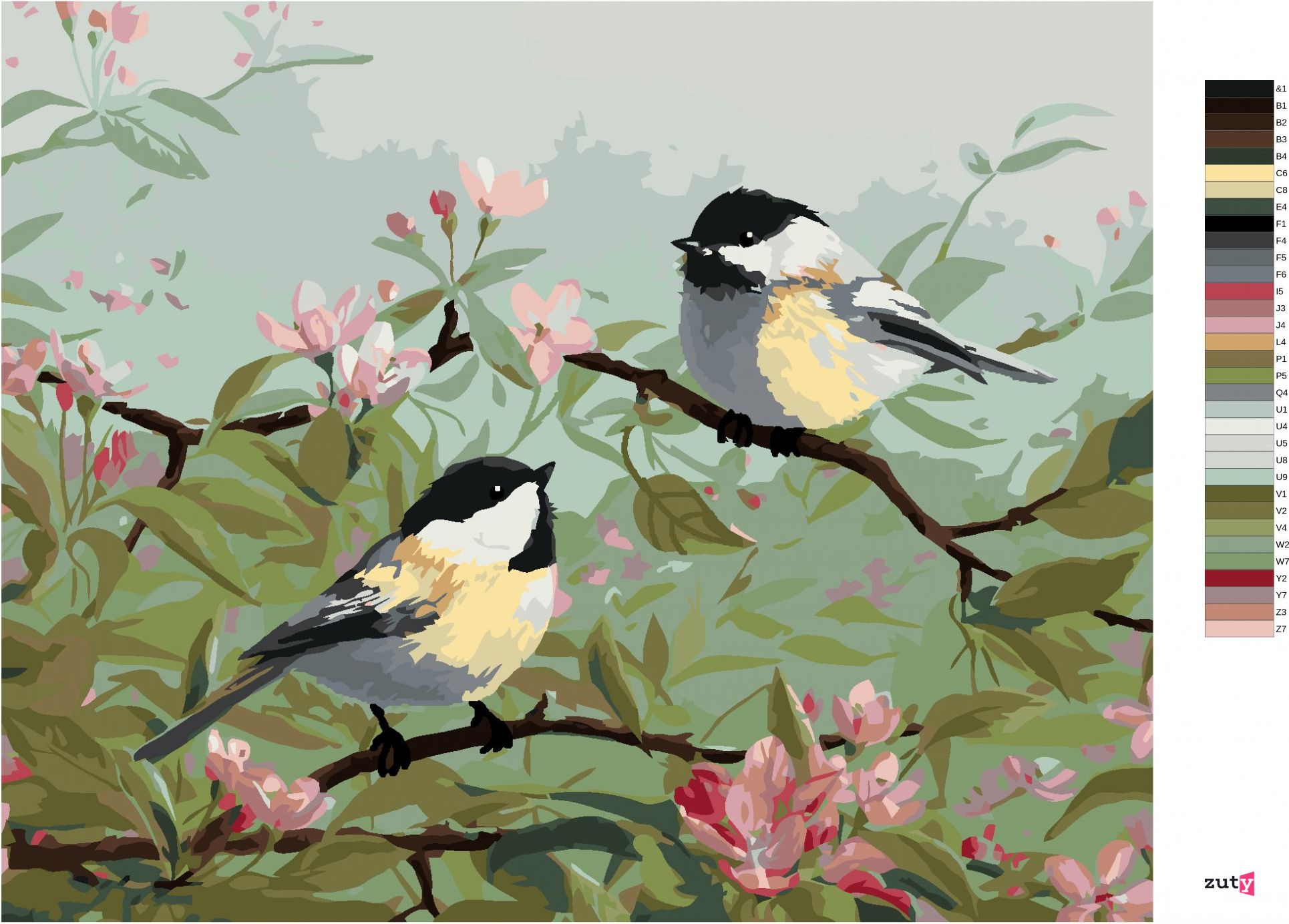 zuty Malování podle čísel - SÝKORA A ROZKVETLÁ VĚTEV (ROBERT HAUTMAN) - Rozměr: 40x50 cm, Rámování: Varianta: vypnuté plátno na rám - obrázek 8