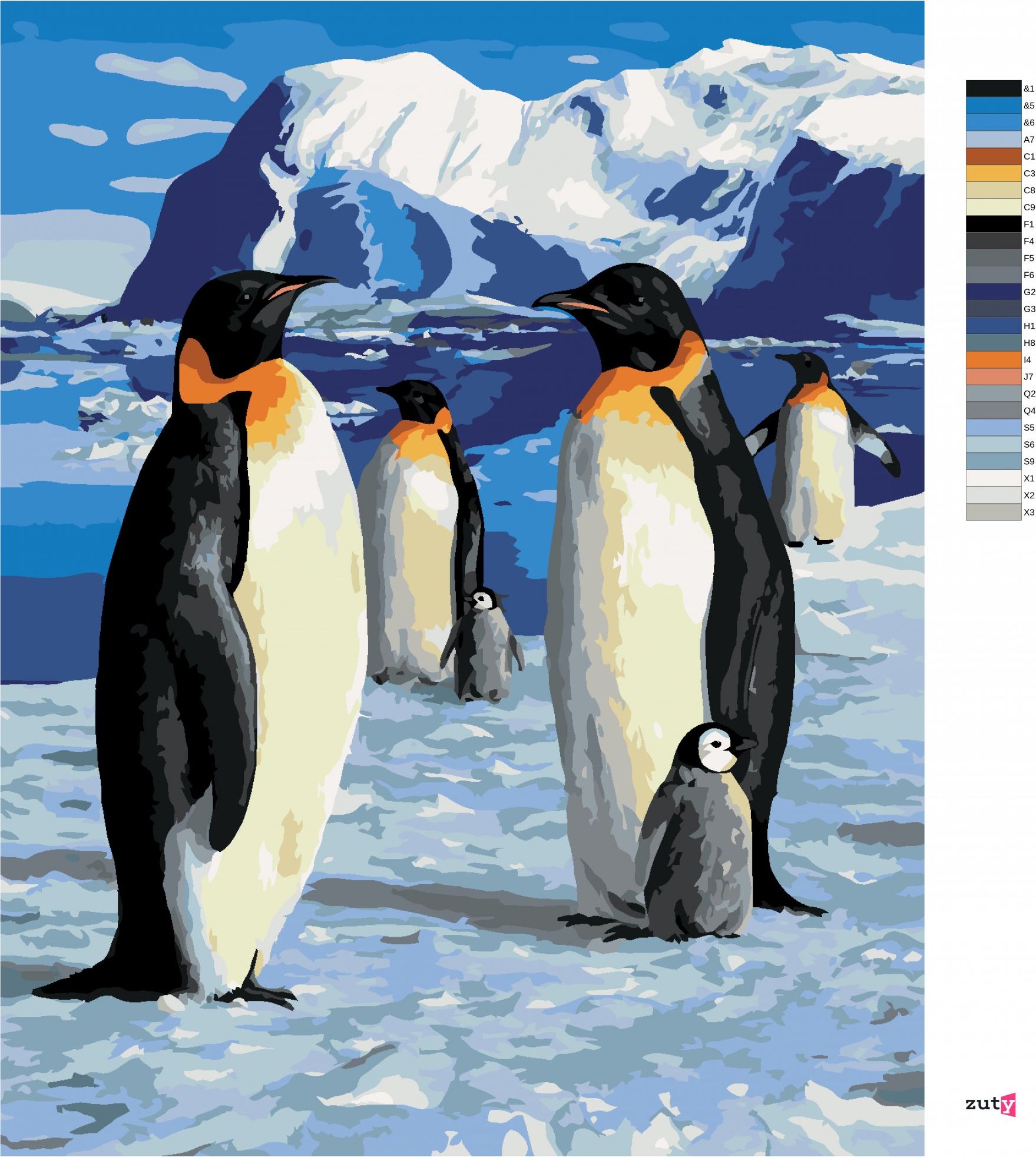 zuty Malování podle čísel - TUČNÁCI NA LEDOVCI (ROBERT HAUTMAN) - Rozměr: 40x50 cm, Rámování: Varianta: vypnuté plátno na rám - obrázek 5