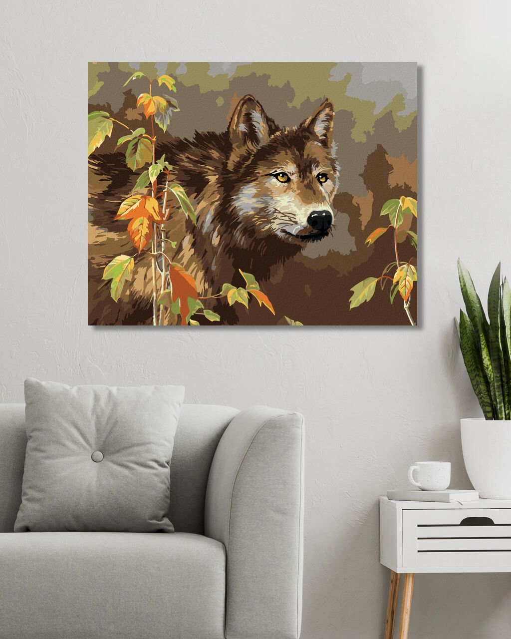 zuty Malování podle čísel – VLK A LISTY (JAMES HAUTMAN) - Rozměr: 40x50 cm, Rámování: Varianta: bez rámu a bez vypnutí plátna - obrázek 5